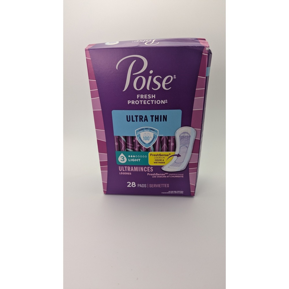 Poise Fresh‎ Protection Ultra Thin Pads Light Absorbency Level 3 28 Count New